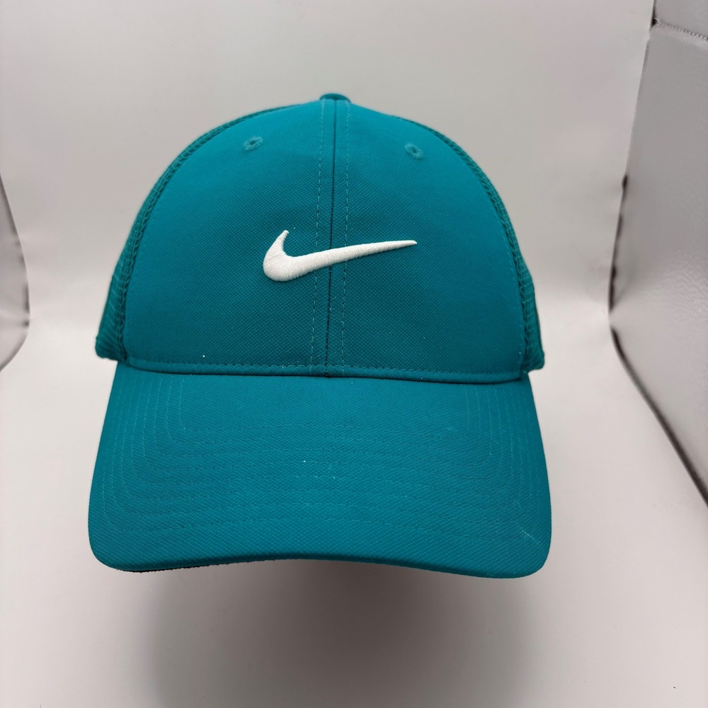 Nike‎ Golf Vapor Teal Mesh Fitted Trucker Hat Size M/L Performance Golfing